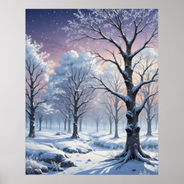 Poster Pintura em terra maravilhosa do inverno