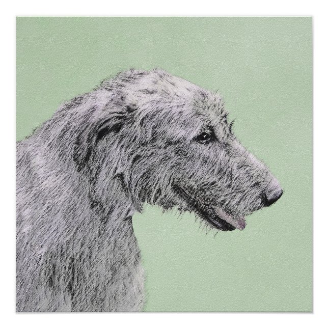 Póster Pintura em Wolfhound Irlandês - Arte em Cachorro O (Frente)
