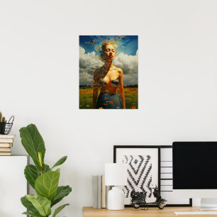 Poster Pintura enquadrada de uma mulher ao ar livre