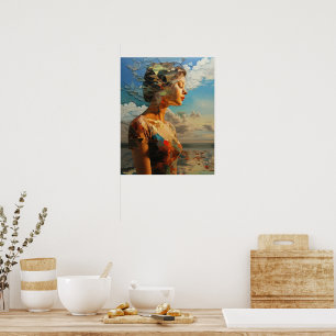 Poster Pintura enquadrada de uma mulher ao ar livre