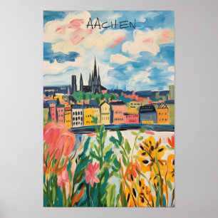 Poster Pintura Estética de Viagem Cidade Aachen Alemanha 