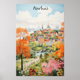 Poster Pintura Estética de Viagem Cidade Aarhus Dinamarca