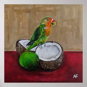Poster Pintura Festa Tropical do Lovebird por Alfred Fox
