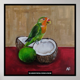 Poster Pintura Festa Tropical do Lovebird por Alfred Fox