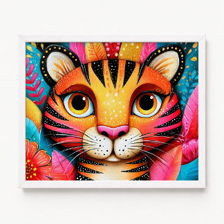 Poster Pintura Floral Cor-de-Rosa Laranja Tigre Close Up
