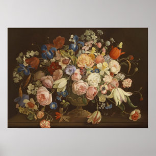 Poster Pintura floral do rosa elegante do vintage, Muller