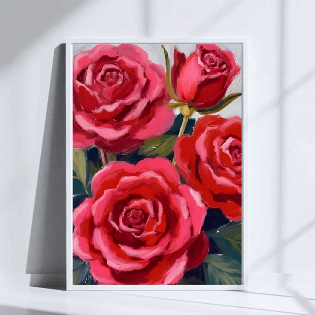 Poster Pintura Floral do Rosa vermelha (Criador carregado)