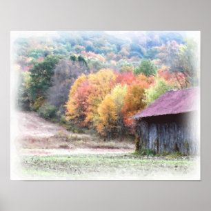 Póster Pintura Fotográfica de Folhagem de Barn de Cigarr