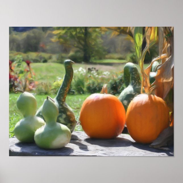 Póster Pintura Fotográfica de Pumpkins Giant Gourds (Frente)