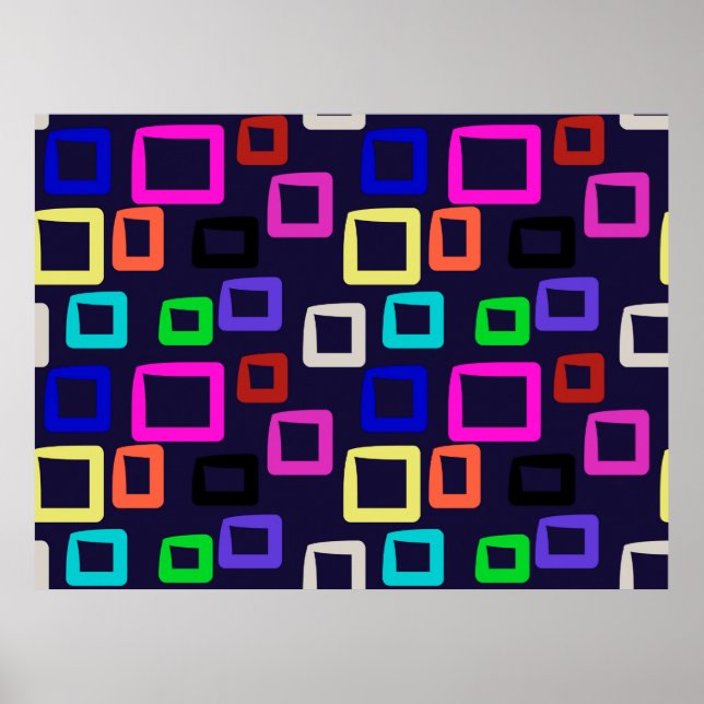 Poster Pintura geométrica quadrada, design gráfico sem co (Frente)