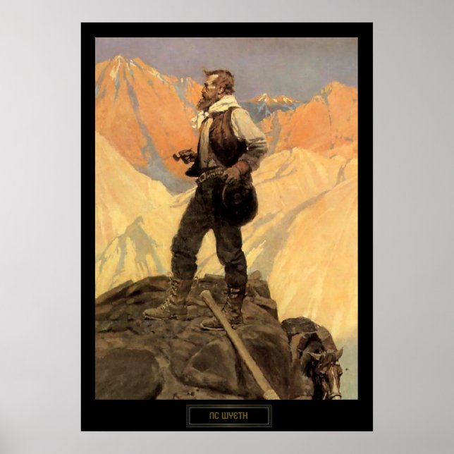 Poster Pintura Histórica de NC Wyeth "O Prospector" (Frente)