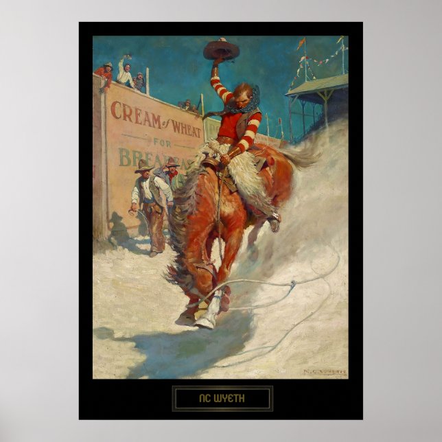Poster Pintura histórica de NC Wyeth "O Rodeio" (Frente)