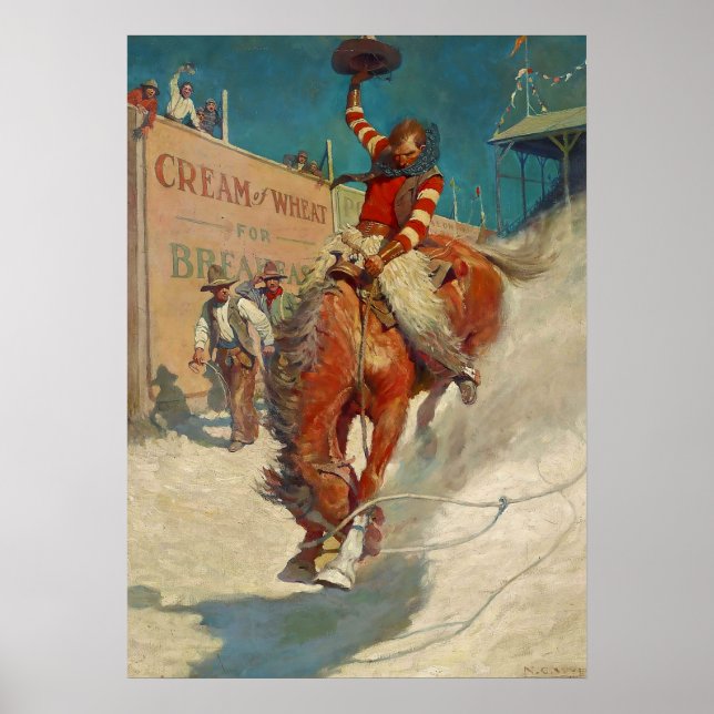 Poster Pintura histórica de NC Wyeth "O Rodeio" (Frente)