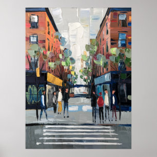 Poster Pintura Impasto de Travessia de Pedestre em Nova Y