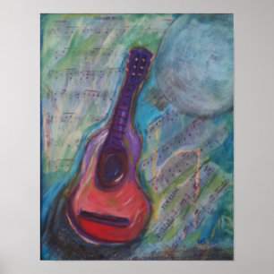 Poster Pintura impressionista da guitarra