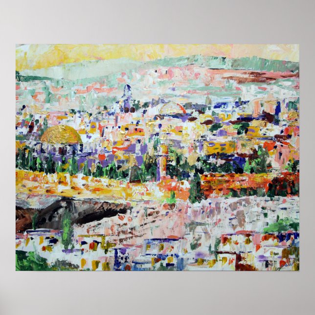 Póster Pintura Impressionista de Jerusalem Israel (Frente)