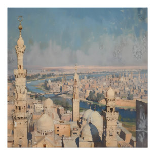 Póster Pintura impressionista do Cairo por volta de 1900