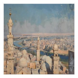 Póster Pintura impressionista do Cairo por volta de 1900