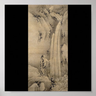 Póster Pintura japonesa da cachoeira, C. 1500's