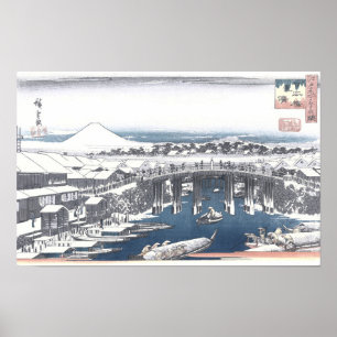 Poster Pintura japonesa do inverno da ponte de Nihon,