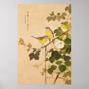 Poster Pintura Japonesa Tradicional - Arte de Pássaros As
