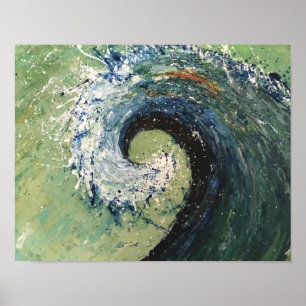 Poster Pintura litoral das belas artes da onda da praia