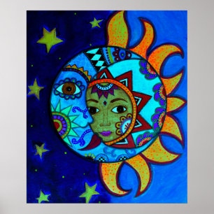 PÓSTER PINTURA LUNÁTICA DO CASAL DO SOL E DA LUA