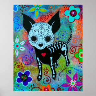 POSTER PINTURA MEXICAN CHIHUAHUA DIA DE LOS MUERTOS