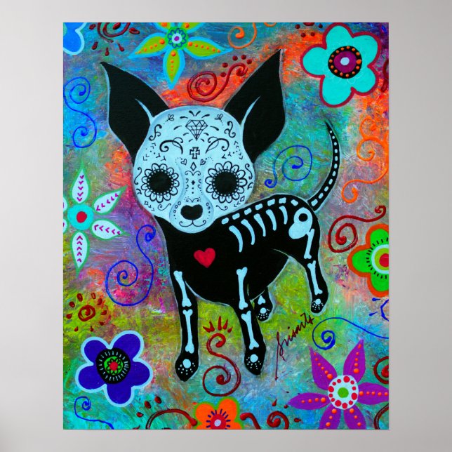 POSTER PINTURA MEXICAN CHIHUAHUA DIA DE LOS MUERTOS (Frente)