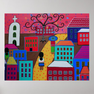PÓSTER PINTURA MEXICANA DA CIDADE PRISARTS DO POVOADO