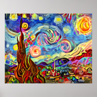 Pintura moderna artística da noite estelar