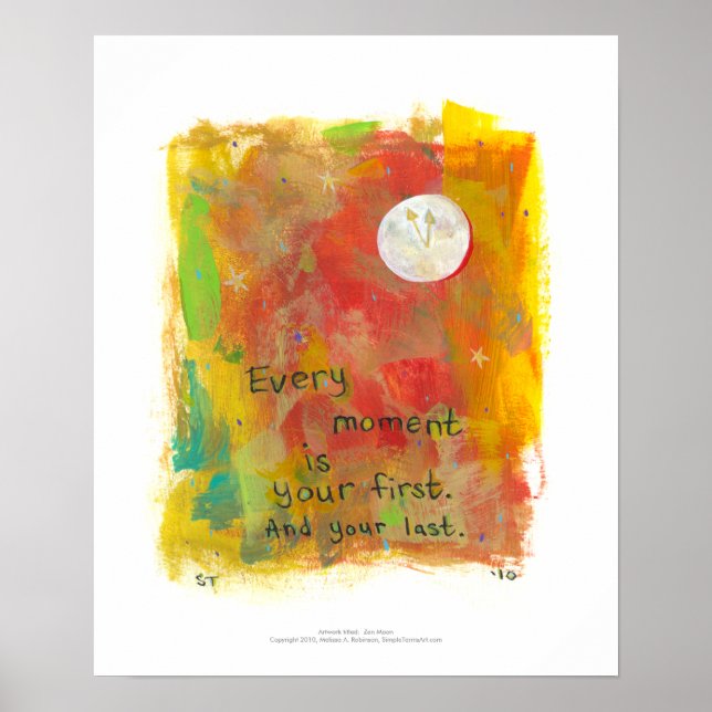 Póster Pintura moderna de Zen Moon - viva no momento (Frente)