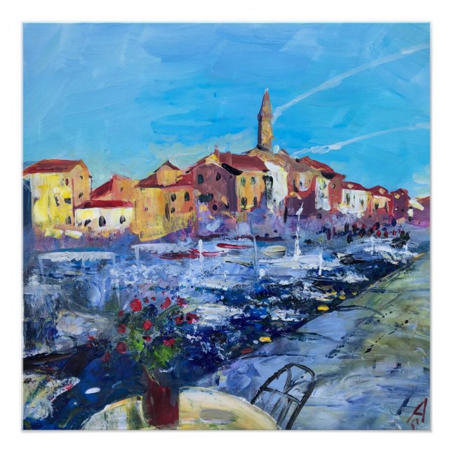 Póster Pintura moderna no verão de Rovinj na Croácia (Frente)
