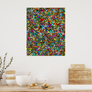 Poster Pintura Mosaico Colorida Abstrata