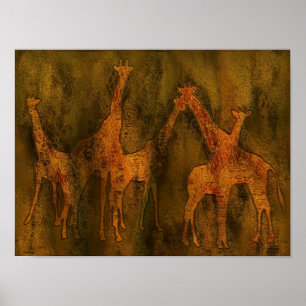 Póster Pintura mural da arte dos girafas