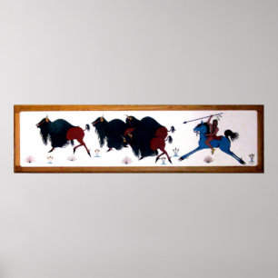 Póster Pintura mural da caça do búfalo de Charlee do po