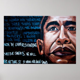 Póster Pintura mural de Barack Obama & discurso,