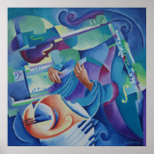 Pintura musical - Quadrado em Azul Menor