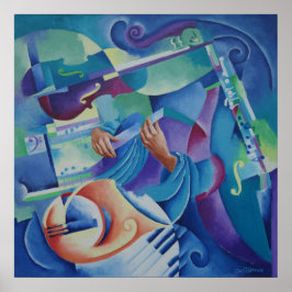 Poster Pintura musical - Quadrado em Azul Menor