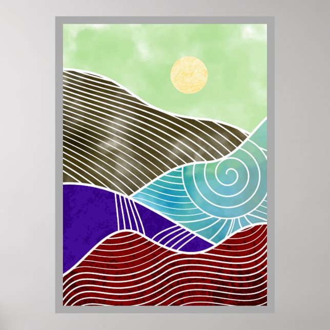 Poster pintura na montanha abstrato (Frente)