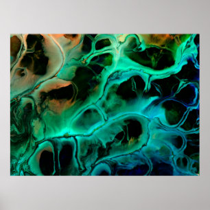 Poster pintura néon brilhante de abstrato art em violeta 