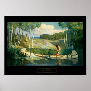 Póster Pintura Ocidental de NC Wyeth Chamada de Amor Indí