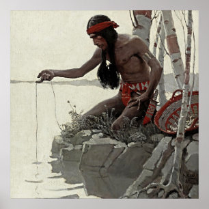 Poster Pintura Ocidental de NC Wyeth “Fishing”