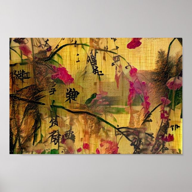 Poster Pintura Oriental. estilo japonês (Frente)