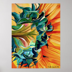 Póster Pintura original da arte da aguarela amarela do