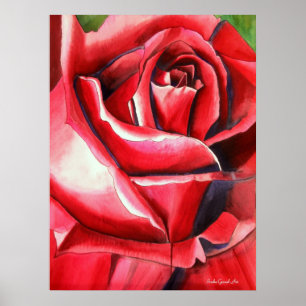 Póster Pintura original da arte da aguarela da rosa
