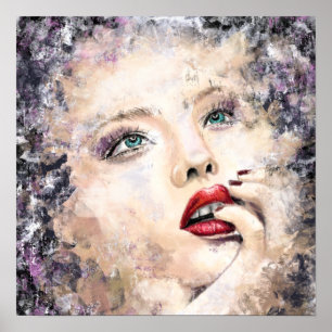 Poster Pintura original de Abstrato de mulher Bonito de o