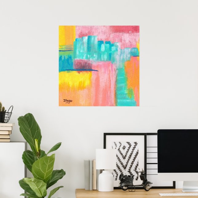 Póster Pintura Original de Arte Abstrato Grande Dreamscap (Escritório em casa)