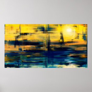 Poster pintura paisagística de abstrato, analfabetismo de