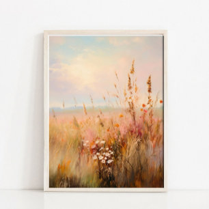 Poster Pintura paisagística de campo de flores silvestres